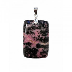 Pendentif Rhodonite carré / rectangle avec bélière en argent 925