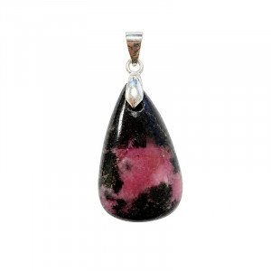 Pendentif goutte Rhodonite bélière argent 925