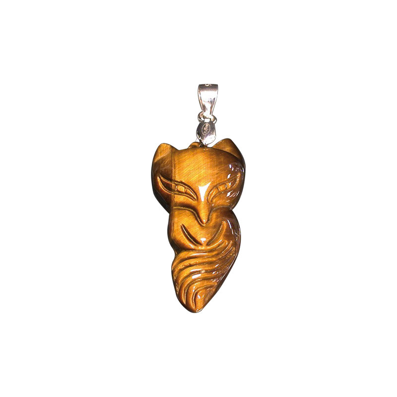 Pendentif renard œil de tigre argent 0.925
