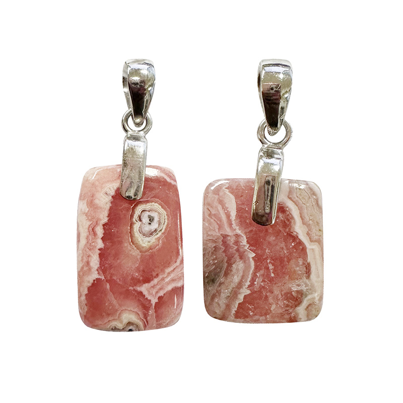 Pendentif Rhodochrosite T2 argent 0.925 rhodié
