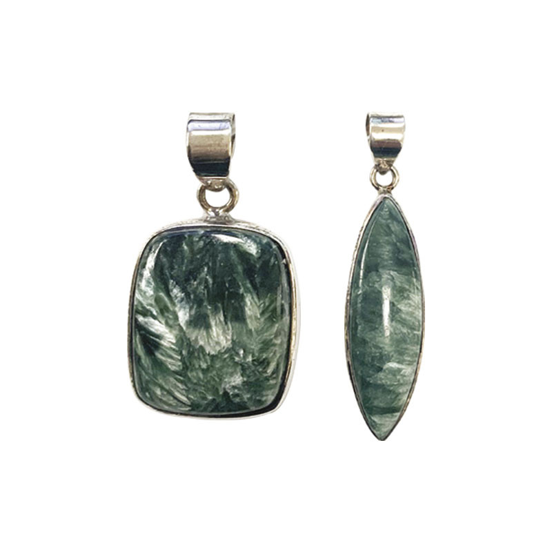 Pendentif séraphinite argent 0.925 rhodié