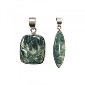 Pendentif séraphinite argent 0.925 rhodié