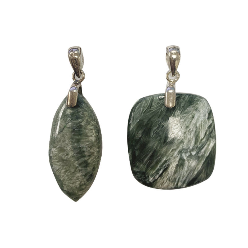 Pendentif séraphinite T3 divers argent 0.925 rhodié