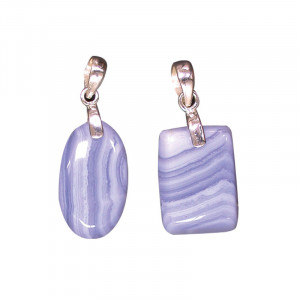 Pendentif agate blue lace divers argent 0.925