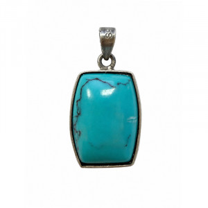 Pendentif Turquoise stabilisée de Chine - Rectangle - 12 × 14 mm sur argent 925