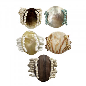 Lot de 5 bracelets Nacre, Bois et Coquillage