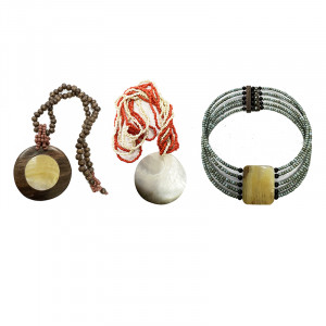Lot de 6 colliers nacre coquillage et bois