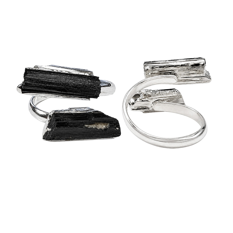 Bague reglable 2 pointes de Tourmaline