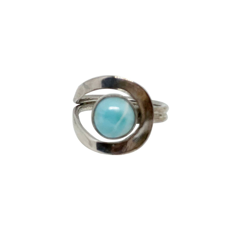 Bague réglable Larimar et Argent 0.925 Rhodié - La pièce