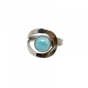 Bague réglable Larimar et Argent 0.925 Rhodié - La pièce