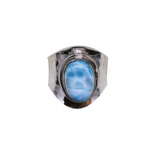 Bague Réglable Larimar et Argent 0.925 Rhodié - La pièce