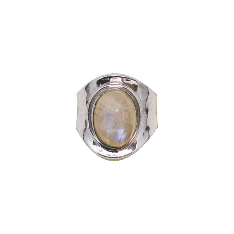 Bague Réglable Pierre de Lune et Argent 0.925 Rhodié  - La pièce