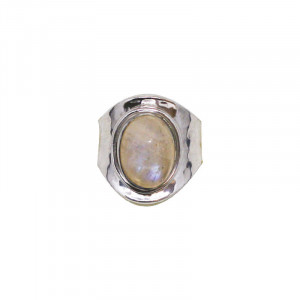 Bague Réglable Pierre de Lune et Argent 0.925 Rhodié - La pièce