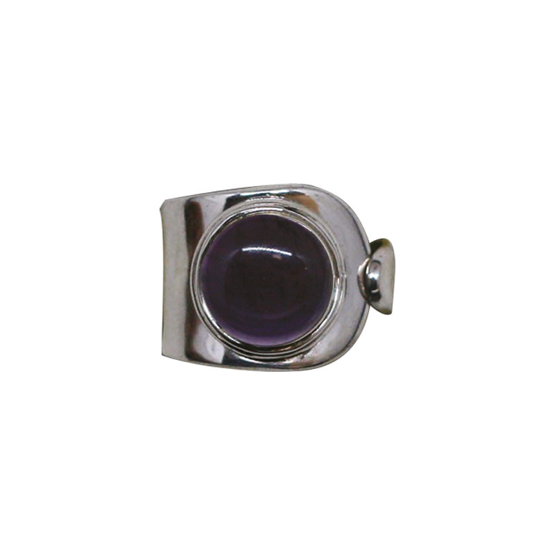 Bague réglable Améthyste argent rhodié