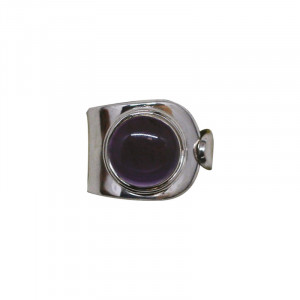 Bague réglable Améthyste argent rhodié