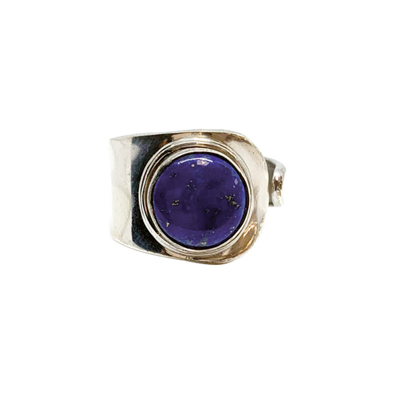 Bague réglable Lapis argent rhodié