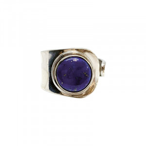 Bague réglable Lapis argent rhodié