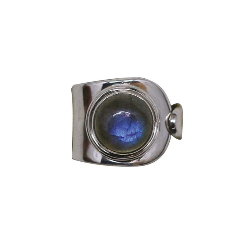 Bague réglable Labradorite argent rhodié