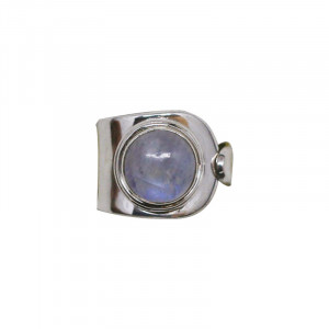 Bague réglable Pierre de Lune argent rhodié