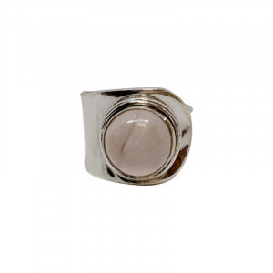 Bague réglable Quartz Rose argent rhodié