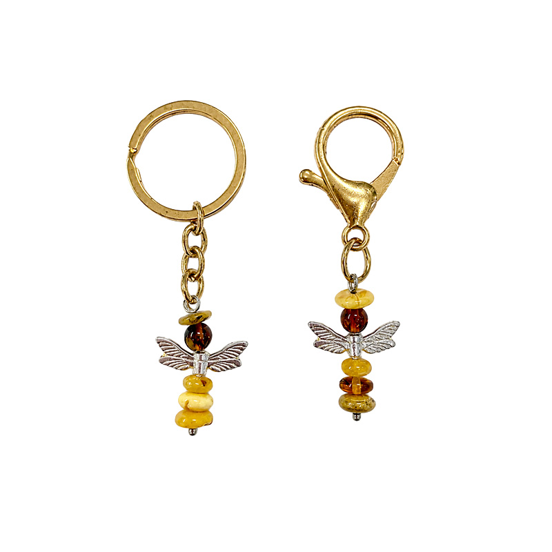 Porte-clés Ambre de la baltique ange lot de 3