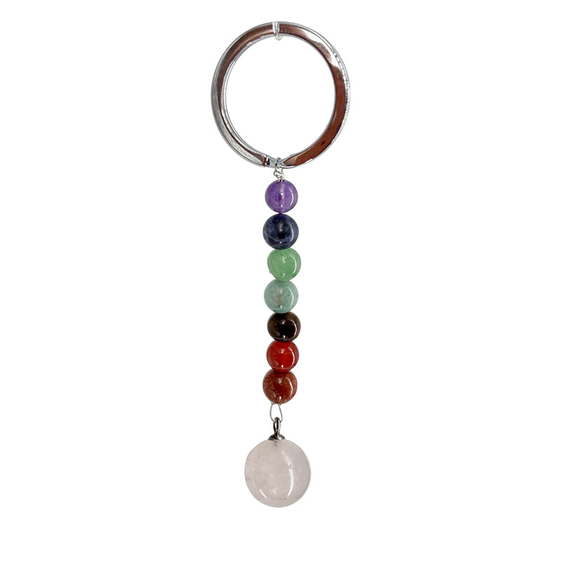 Porte-clés bronze 7 chakras Sphère Quartz rose