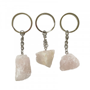 Porte clefs argenté - Quartz rose - 5 pièces