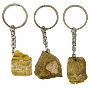 Porte clefs argenté - Œil de tigre - 5 pièces