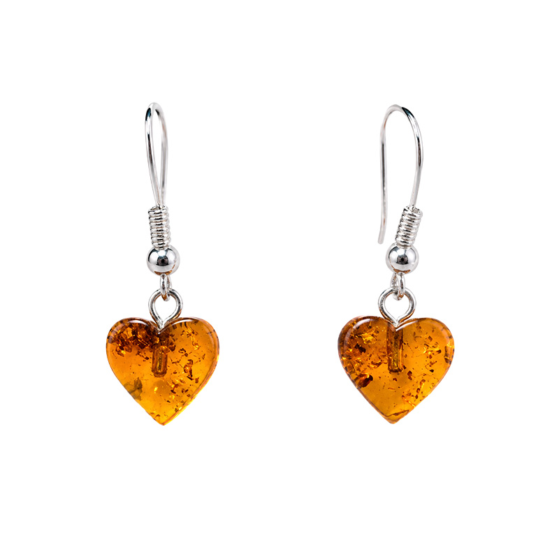 Boucles d'oreilles Coeurs en Ambre de la baltique