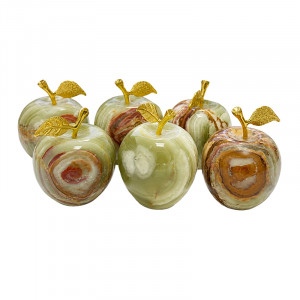 Pomme onyx avec feuille - 6 pièces