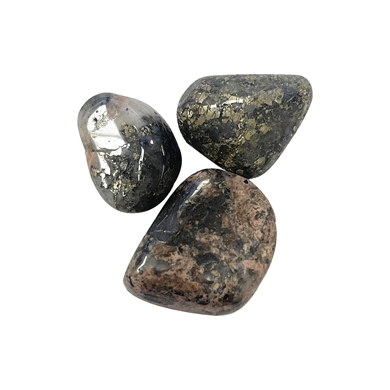 Triplite Wagnerite Pyrite pierres roulées les 50 grs