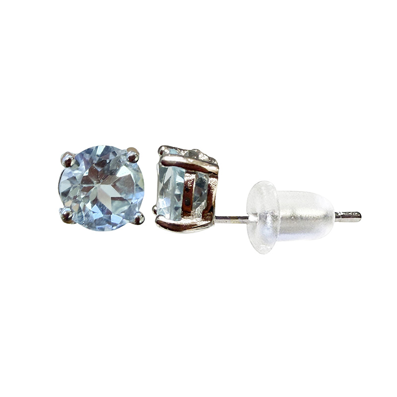 Puces oreilles topaze facettée montage Argent 925