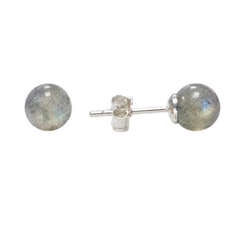 Puces 6 mm lot 5 paires, améthyste, labradorite argent 0.925