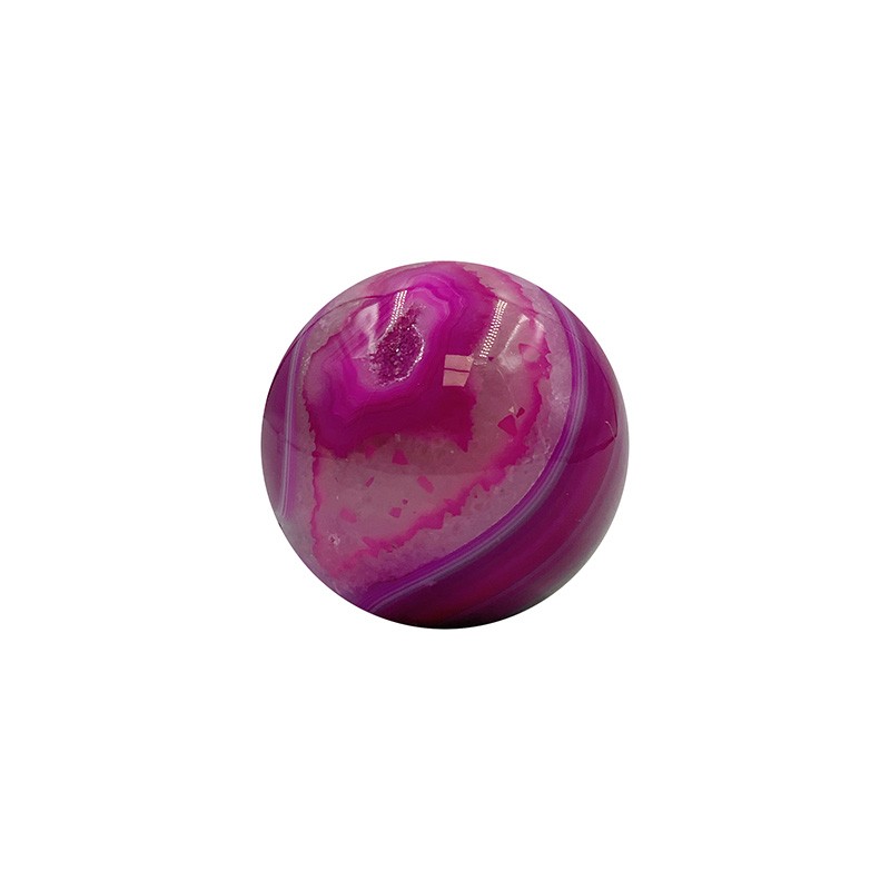 Sphère en agate teintée rose du Brésil