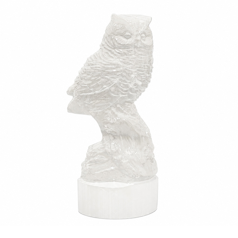 Statuette Hibou en Sélénite – 9 cm - La pièce