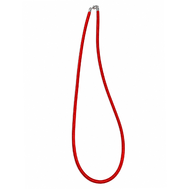 Cordon rouge semi-rigide 3,5 mm avec fermoir en argent 0.925 – 47 cm – Lot de 5 pièces
