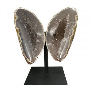 Géode d'agate naturelle en paire sur socle