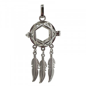 Lot de 5 cages avec plumes en bronze argenté