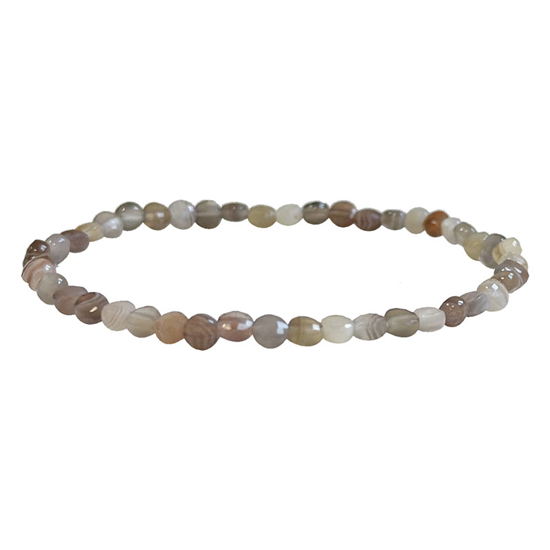Bracelet disque plat facetté en Agate naturelle