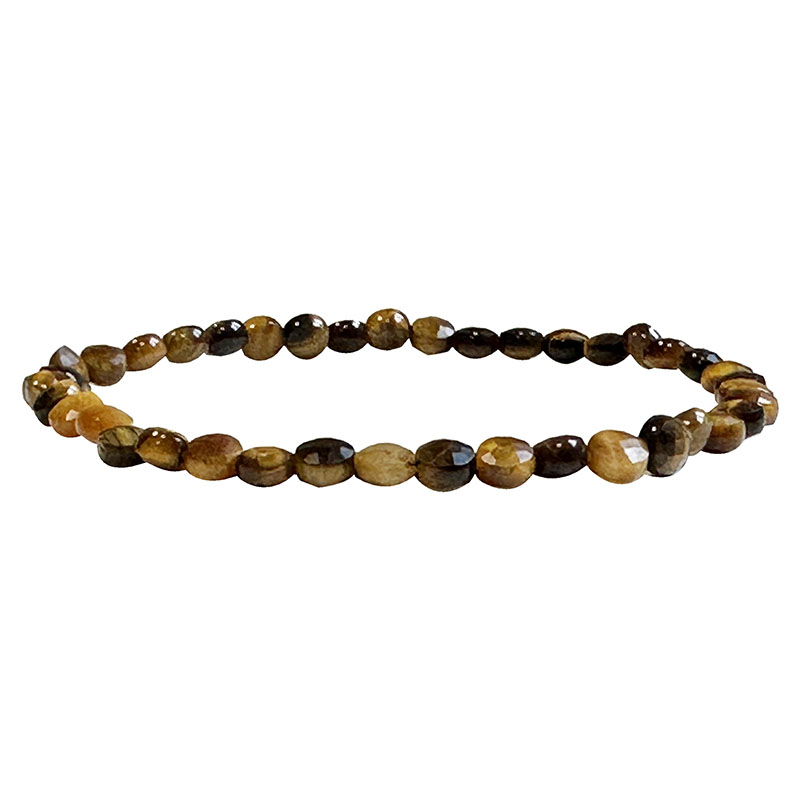 Bracelet disque plat facetté en Oeil de tigre