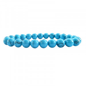 Bracelet Howlite Teintée Bleue Turquoise 8 mm - 20 cm ou 22,4 cm - La pièce