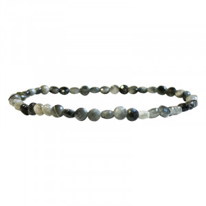 Bracelet disque plat facetté en Tourmaline oeil de chat