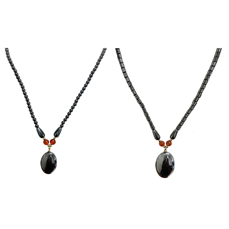 Collier cabochon Hématite - 47 cm -  10 pièces