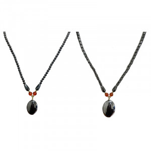 Collier cabochon Hématite - 47 cm -  10 pièces