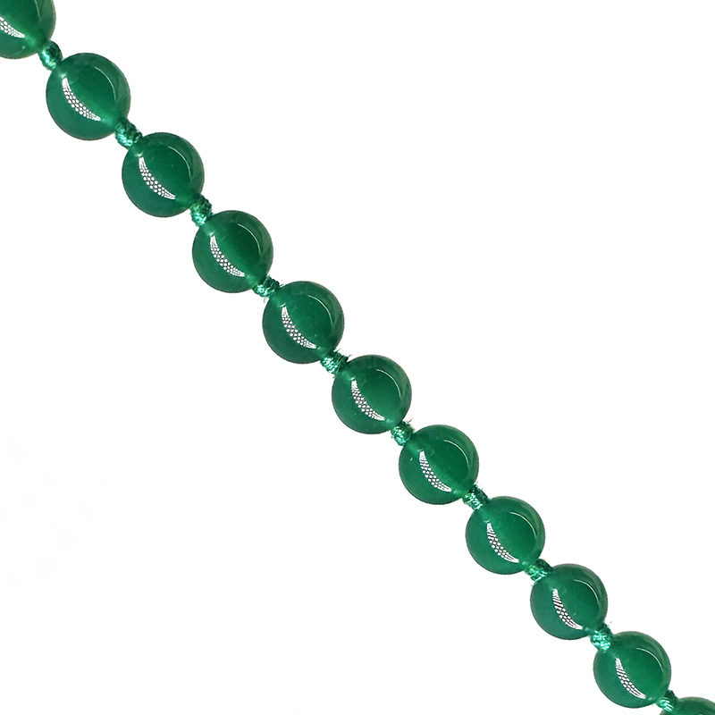Collier agate teintée verte boules 8mm montage noué