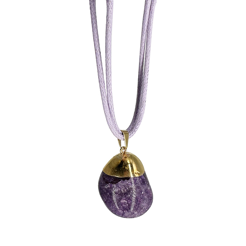 Collier Pierre roulée Cristal de roche craquelé teinté