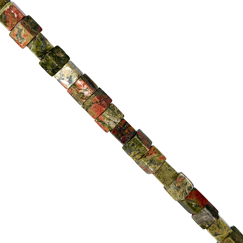 Fil carré Unakite 4 ou 8 mm - La pièce