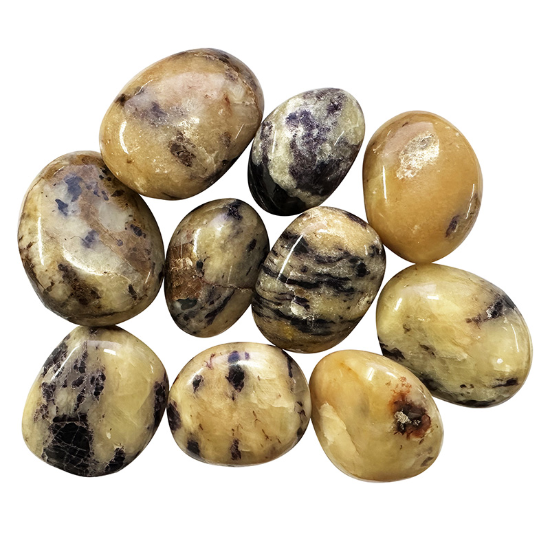Galets polis Calcite jaune et Fluorite - Madagascar - Env. 1kg