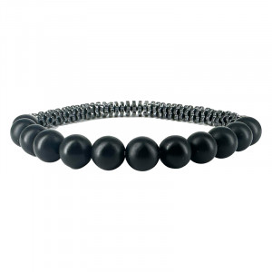 Bracelet Homme Onyx dépoli Hématite