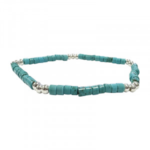 Bracelet rondelle turquoise et billes argent 0,925